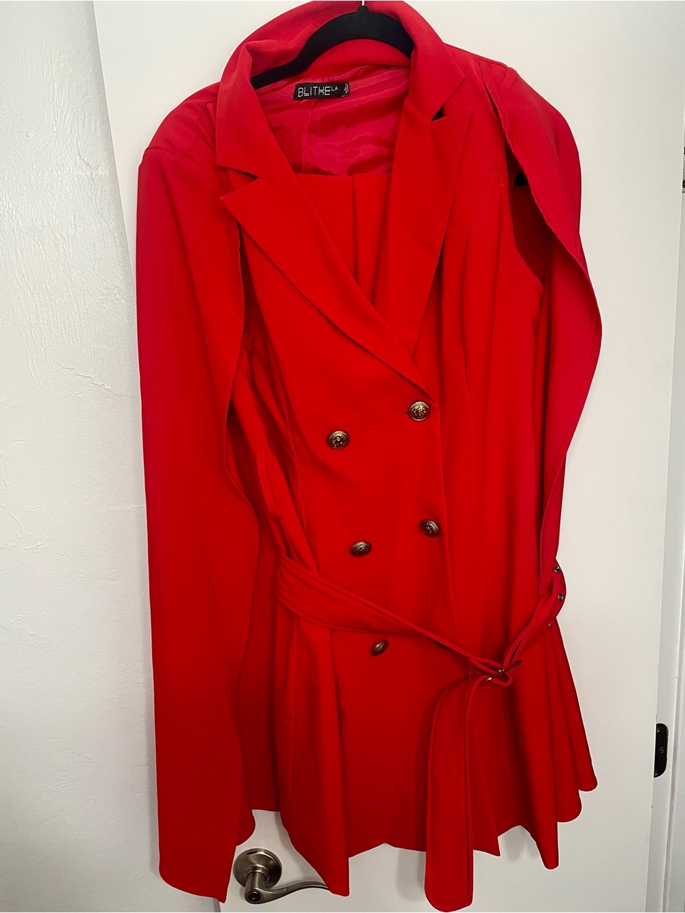 Red cape Blazer Coat with matching red pants
